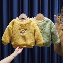 2020 girls autumn winter new necropolis with velvety foreign air children thickened wool sweater winter dress baby lamb blouses