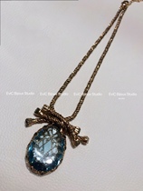 Big Name Designer 24k Gold Plated High Order Crystal Blue Lovers Tears Necklace