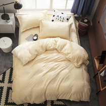 Winter thick solid color flannel four-piece velvet sheets warm quilt cover double-sided Falaise bedding