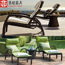 Outdoor reclining bed Rattan reclining chair Garden balcony reclining chair Beach reclining chair Swimming pool reclining bed folding chair Telescopic reclining chair