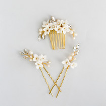 Pearl small white flower bride hair comb exquisite elegant rhinestone bride floral headdress Brideseleganthair