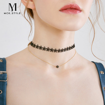 choker neck ornament short neck strap item ring necklace female damp lock bone chain 2022 new net red neck chain accessories