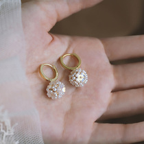 s925 silver needle earrings 2021 New wave qi Resin Flowers Earrings Accessories HIGH SENSE RETRO EAR BUTTON RING