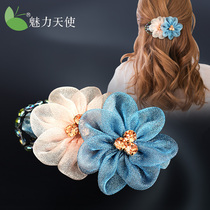 Korean floral headdress minimalist flower hairclip fabric top clip hairclip back head spring clip clip clip hairpin headwear hair accessories