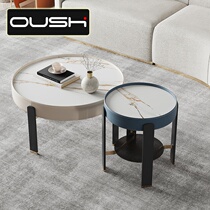 Light extravagant round tea table modern minimalist designers creative size round rock plate tea table small family rock plate tea table