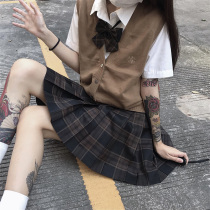 (Tokyo year old) original JK Japanese cute brown sweater vest loose lazy style top