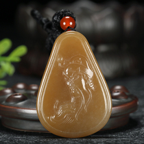 Chenghe Jewelry Natural Authentic Xinjiang Hetian Jade Guan Gong Sugar Jade Zhongyi Qianqiu Pendant