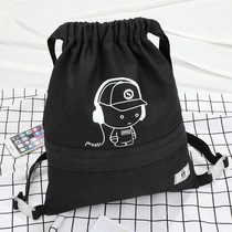  New drawstring pocket backpack male simple sports backpack student school bag small bag lightweight make-up rope bag female