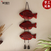 Cute tropical fish Wooden home accessories Aisle decoration Wall decoration Wall decoration crafts bells Copper wind chimes small pendant