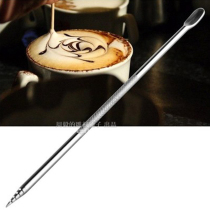 Stainless Steel Coffee Raffin Sculpture Flower Needle Stick Bar Flower Style Coffee Food Stainless Steel Crochet Needle Total Length 13 5cm