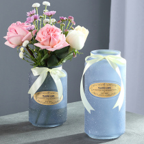 Creative light luxury glass hydroponic vase Simple modern frosted craft ornaments Indoor countertop vase dried flower lilies