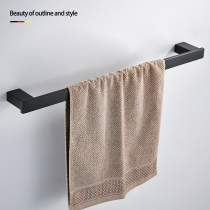 Non-perforated stainless steel towel rack Towel rod single rod toilet hanging rod hanging towel hanger Bathroom pendant black