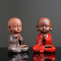 Zisha little monk ornaments Zen small monk living room wine cabinet decorations tea room creative Chinese ceramic crafts