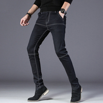 Black jeans mens autumn and winter New Korean version of the trend brand elastic high-end casual slim feet long pants men