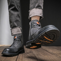 Martin Boots Men 2021 New Autumn Leather Mid-Help English Zipper Winter Plus Velvet Leisure High Boot Boils