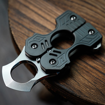 Rong Yan Magic Titanium Alloy Single Finger Tiger EDC Butterfly Small Shake Unopened Blade M390 Steel Equipment Self-Defense Portable Bronze