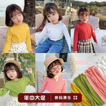 Girl Inside Hitch Bottom Shirt Pure Cotton Spring With Long Sleeves White Low Collar Ocean Fashion Baby T-Shirt 100 Hitch Child Woman