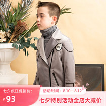 Le Wenxi new zipper shirt mens new year trendy brand jacket Western style middle and large childrens medium cotton polyester jacket junior