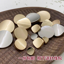 Button top Womens shirt Round square metal concave button wild shirt Cashmere coat Wool coat Male