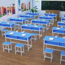 Student desks and chairs double-layer with drawers desk cram school tutoring single double trio conference Training Desk
