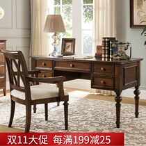 American solid wood desk desk European study desktop computer table and chair set combination furniture home writing desk