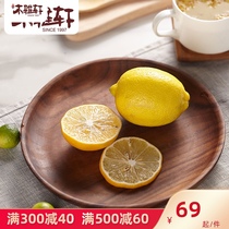 Mu Yaxuan black walnut Japanese snack plate handmade whole wood round household solid wood fruit tray plate