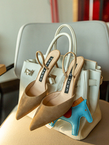 Sheep Jingpi small sheep Pineri Italy genuine leather large bottom comfortable without tired feet and pointed fine with ladies sandals