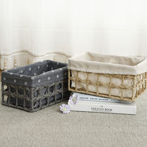 Rattan desktop storage basket Toy sundries Snack coffee table Bedside storage basket Woven fabric storage box