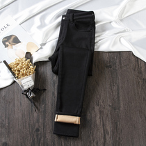 Black plus jeans girls high waist slimmer 2021 autumn and winter new tide - wearing pants