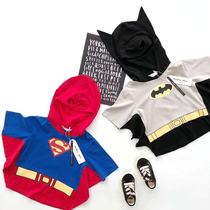 Personality Bat Cuff Pure Cotton Short Sleeves T-shirt Boy Summer Clothes Cartoon Ins Boy Clothing Boy Cute Blouse Foreign Air