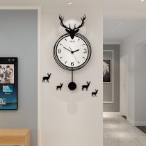 Nordic deer head clock wall clock living room creative atmosphere simple personality modern net celebrity home watch fashion decoration