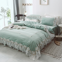 Winter princess style four-piece lace bed skirt coral velvet flannel Crystal velvet thick warm double-sided Velvet