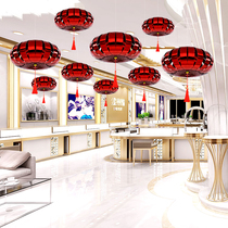 New red lantern ornaments window hanging ornaments shop storefront jewelry store aisle corridor scene layout creativity