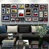 Living room photo wall decoration Creative Sports car car beauty solid wood non-perforated cultural Wall restaurant photo frame hanging wall