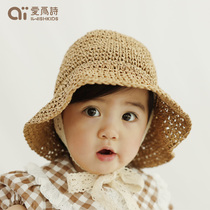 Love for poetry baby sun-shading hat in childrens spring and summer grass hat male and female baby go out cute ocean gas lace fisherman hat