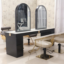 New Beauty Hair Mirror Bench Bronzing Mirror Bifacial Four Sides With Light Makeup Mirror Desk Hairdressshop Cut Hair Mirror Hair Salon Special