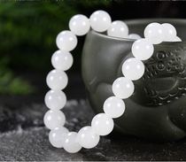 Xinjiang Kunlun white jade Hetian Jade sheep fat jade bracelet round beads 8-18mm