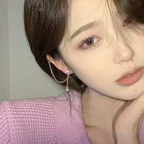 Pearl chain tassel ear bone clip earrings all-in-one female cold wind ear nail niche design sense Joker ear jewelry