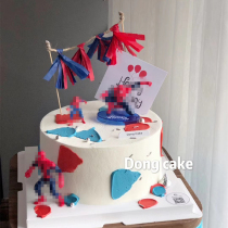 Cake decorated spider anime character toy handler doll doll plate piece of ice cream bar sweet dessert