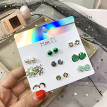9 pairs ~ export 21 new simple fashion versatile men and women studs alloy decorative earrings couple earrings earrings