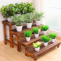 Outdoor anti-corrosion wood flower frame Outdoor courtyard Open-air multi-layer indoor solid wood three-layer balcony Single-layer ladder flower frame