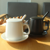 Nameless ceramic mug cup Coffee cup with lid with spoon ins Household couple drink oatmeal water cup with dish