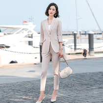 2021 summer new fashion casual thin professional V-neck small suit womens jacket Korean female small suit