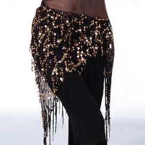 Belly dance hip towel tassel sequins triangle towel hanging ears waist chain belt shawl scarf dance practice performance waist skirt