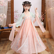 Girl Hanfu skirt fairy elegant Chinese style summer original childrens costume Super fairy gauze thin dress