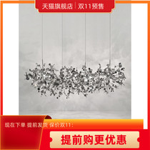 Restaurant chandelier simple modern 2021 New atmosphere minimalist Nordic long strip lamp stainless steel sheet decorative chandelier