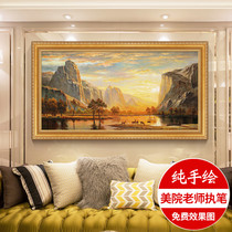  Hope Valley landscape oil painting living room landscape pure hand-painted decorative painting European and American handmade mural sofa background wall