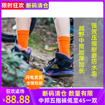 Jingyao marathon cross-country running socks Mens and womens compression five-finger socks COOLMAX quick-drying waterproof bubble tube