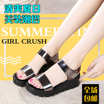 Wedge sandals new Korean version of muffin waterproof platform thick-soled sandals womens summer beach wild non-slip student womens shoes