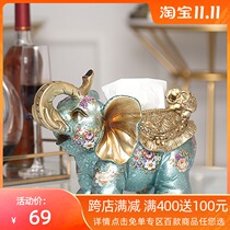 European-style modern light luxury wind tissue box creative cute living room table elephant drawing paper home decorations